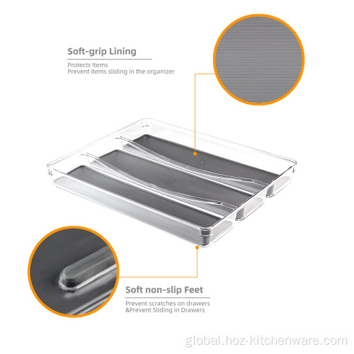 Organizer Tray with 3 Compartments 3-Compartments Plastic Expandable Drawer Organizer Factory